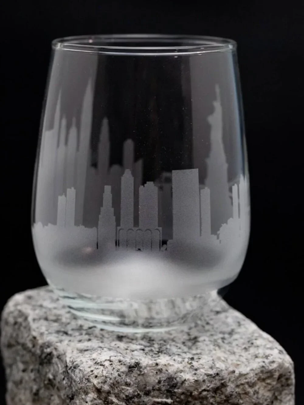 NEW Urban & Etched New York City Etched Stemless Wine Glass - Set of 4